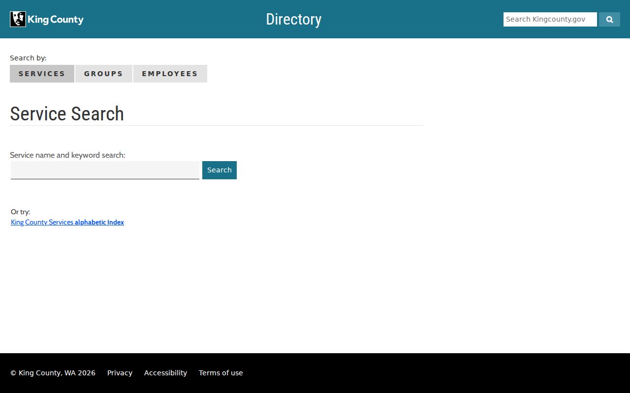Renton people directories interface for King County employees and groups